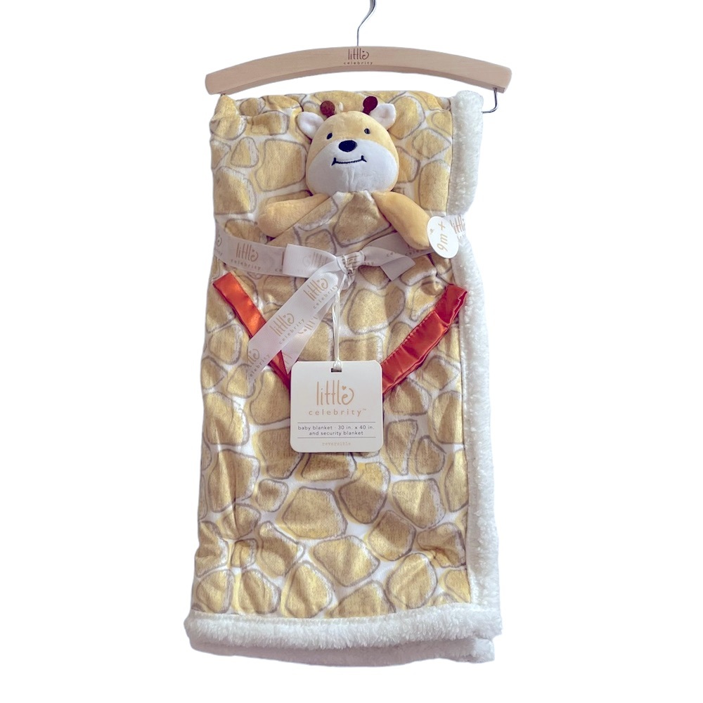 LITTLE CELEBRITY Baby Blanket Reversible and Security Blanket Giraffe Print
